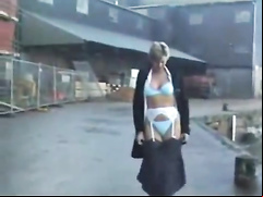 My beautiful wife flashes her private parts on the quayside