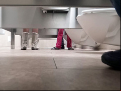 Foot fetish cam in the public lavatory