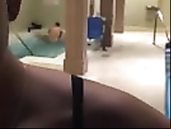 Casual people have sex in the pool